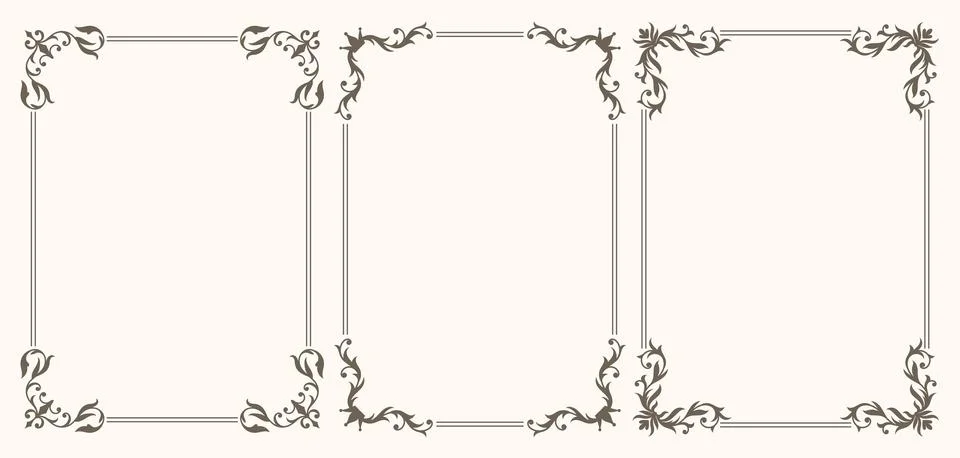 Set of decorative vintage frames Stock Illustration