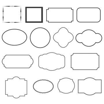 Set of decorative vintage frames. set of black round and square vintage frame Illustrazione stock
