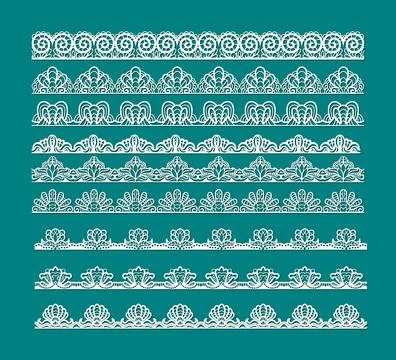 Set of Decorative white doily border, Vintage round lace paper doily frame,.. Stock Illustration
