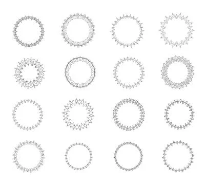 Set of decotative circle frames. Collection of vintage round borders. Vector  Stock Illustration