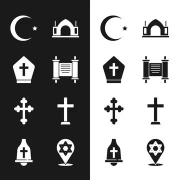 Set Decree, paper, parchment, scroll, Pope hat, Star and crescent, Hindu Stock Illustration