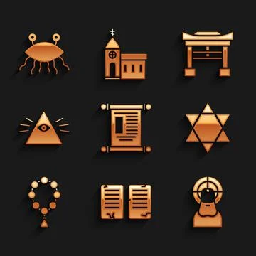 Set Decree, paper, parchment, scroll, The commandments, Jesus Christ, Star of Stock Illustration