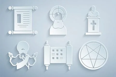 Set Decree, paper, parchment, scroll, Church pastor preaching, Jesus Christ Stock Illustration