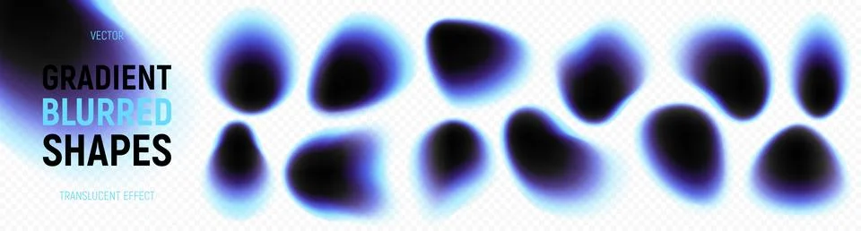 Set of deep blue gradient shapes 库存插图