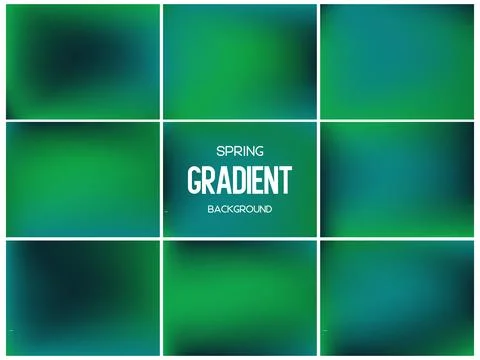 Set of deep green and mint mesh gradients. Stock Illustration