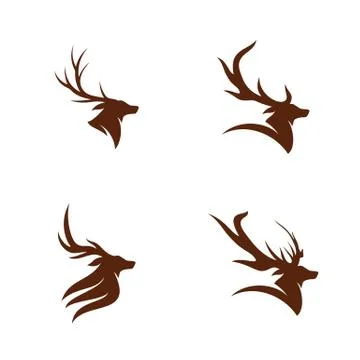 Set of Deer Head logo design template vector. Luxury Deer Hunt logo vector te Stock Illustration