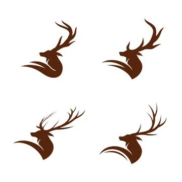 Set of Deer Head logo design template vector. Luxury Deer Hunt logo vector te Stock Illustration