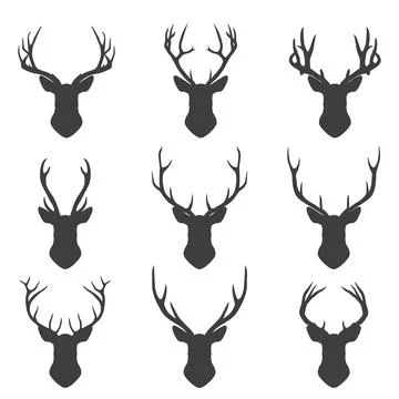 Set of deer silhouettes Illustrazione stock