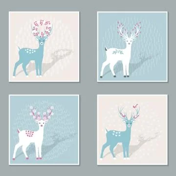 Set of Deers Stock Illustration