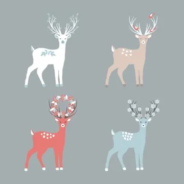 Set of Deers Stock Illustration