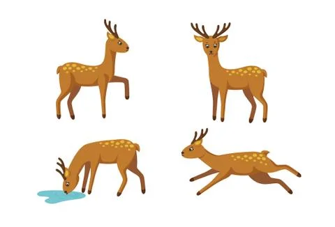 Set of deers for patterns and designs. Vector illustration Stock Illustration