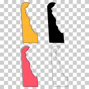 Set of Delaware map, united states of america. Flat concept icon vector illus Stock Illustration