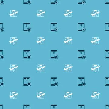 Set Delete envelope and Plane and cardboard box on seamless pattern. Vector Illustrazione stock