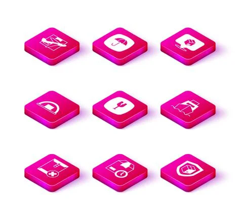 Set Delete envelope, Cardboard box with clock, Warehouse, Fragile broken glass Illustrazione stock