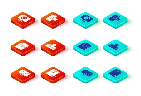 Set Delete envelope, Envelope and check mark, Document pen, Upload inbox, Mobile イラスト素材