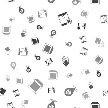 Set Delete envelope, Location with cardboard box, Carton and  on seamless p.. Illustrazione stock