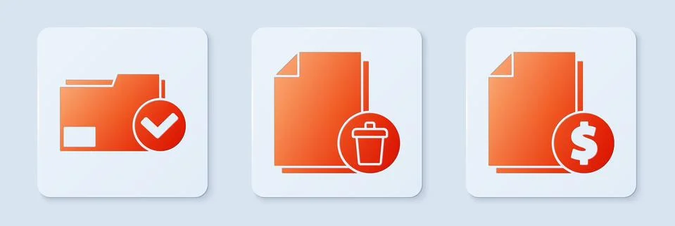 Set Delete file document, Document folder and check mark and Finance document イラスト素材