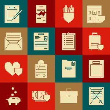 Set Delete file document, Empty form, Traveling baggage insurance, Family with Stock Illustration