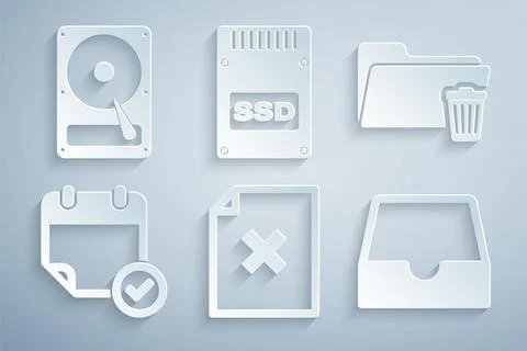 Set Delete file document, folder, Calendar with check mark, Social media inbox イラスト素材