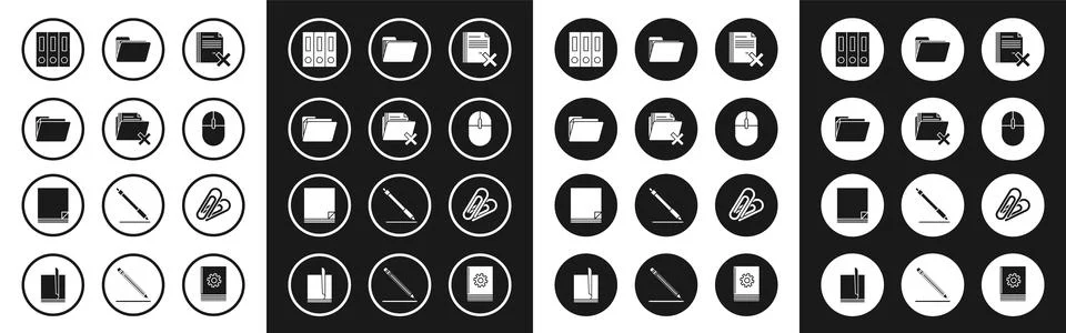 Set Delete file document, folder, Document, Office folders with papers and Stock Illustration