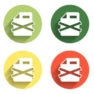 Set Delete file document icon isolated with long shadow background. Rejecte.. イラスト素材