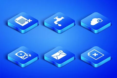 Set Delete file document, , New, email incoming message, Hard disk drive HDD イラスト素材