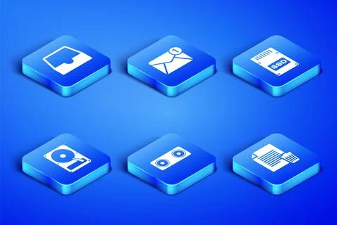 Set Delete file document, Social media inbox, Stereo speaker, Hard disk dri.. イラスト素材