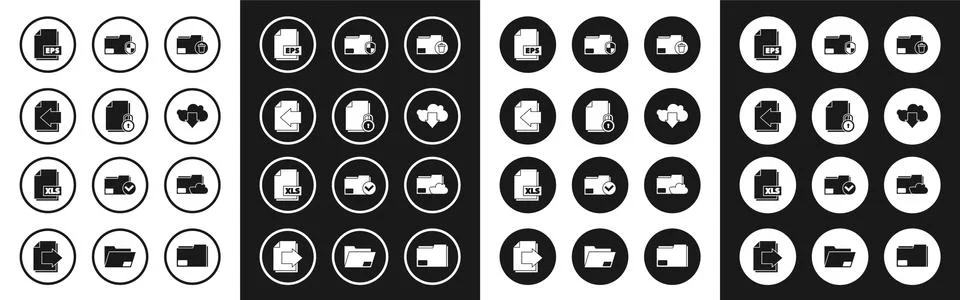 Set Delete folder, Document and lock, Next page arrow, EPS file document, Cloud Stock Illustration
