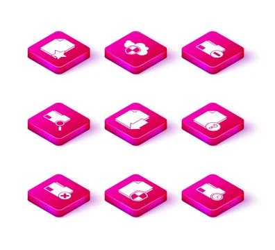 Set Delete folder, Document protection concept, Search with, download, cloc.. Stock Illustration