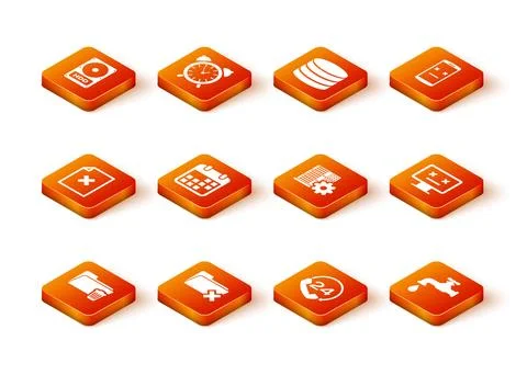 Set Delete folder, , file document, Calendar, Telephone 24 hours support an.. Stock Illustration