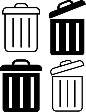 Set Delete icon-garbage, Collection trash can icons, rubbish basket, Stock Illustration