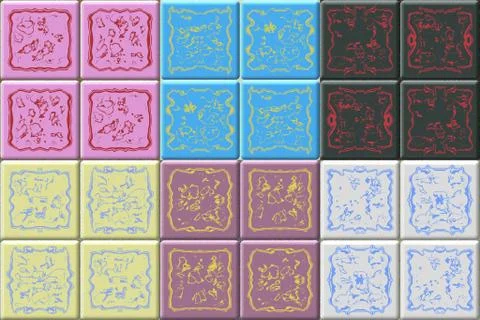 Set of delft tiles seamless generated textures Stock Illustration