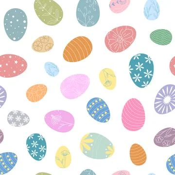 Set of delicate Easter eggs forms seamless pattern Stock Illustration
