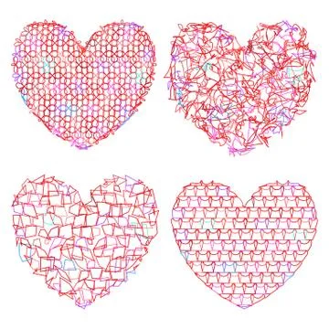 Set of delicate multicolored vector hearts for decoration on a white background Stockillustratie