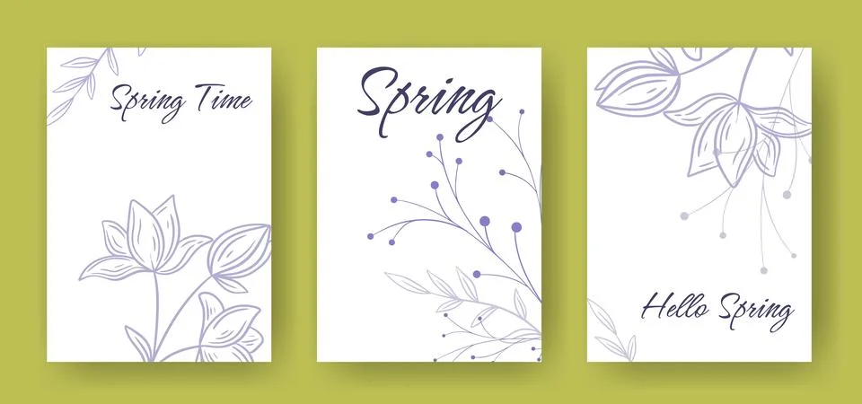 Set of delicate spring cards Stock Illustration