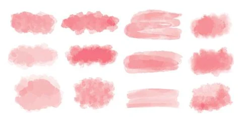 Set of delicate, translucent red watercolor spots Stock Illustration