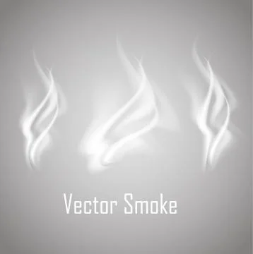 Set Delicate white cigarette smoke waves on transparent background vector i.. Illustrazione stock