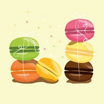 A set of delicious sweet macaroons of different colors and flavors Stock Illustration