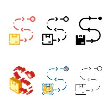Set delivering direction and location color icon vector Stock Illustration
