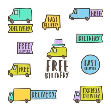 Set of delivery badges. Stock Illustration