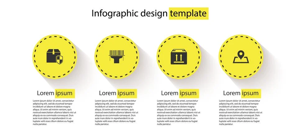 Set Delivery box security shield, Scanner scanning bar code, Cardboard with Stock-Illustration