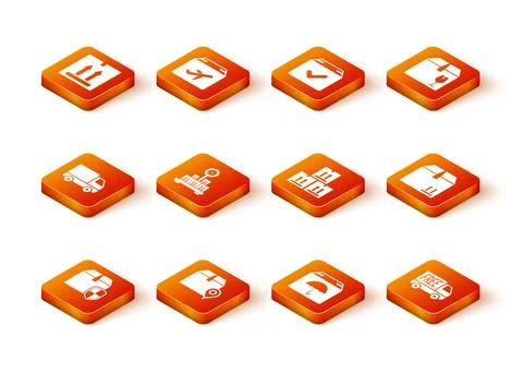 Set Delivery box security shield, Location with cardboard, cargo truck vehi.. 스톡 일러스트