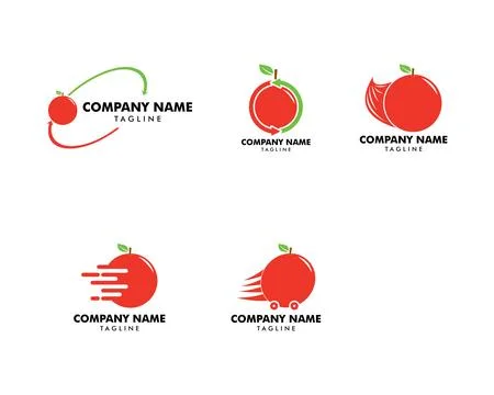 Set of Delivery fast orange fruit logo template Stock Illustration