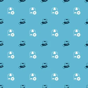 Set Delivery hand with box and Carton cardboard on seamless pattern. Vector Stock Illustration