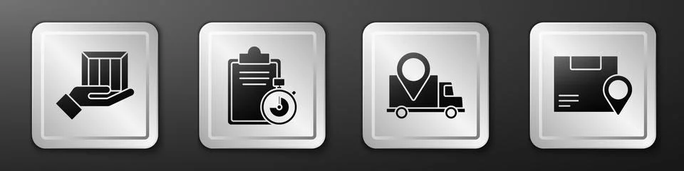 Set Delivery hand with boxes, Verification of delivery list clipboard, Delivery Illustrazione stock