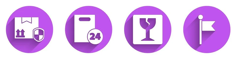 Set Delivery pack security with shield, Delivery with cardboard boxes, Fragile Stock Illustration