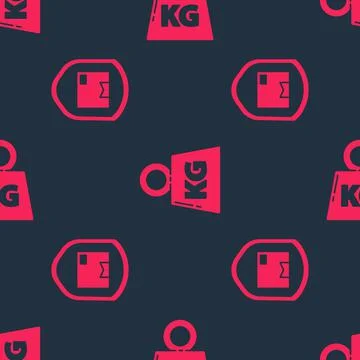 Set Delivery pack security with shield and Weight on seamless pattern. Vector Stock Illustration