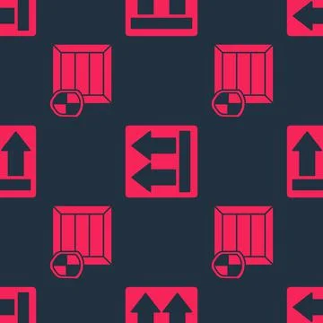Set Delivery pack security with shield and This side up on seamless pattern Illustrazione stock