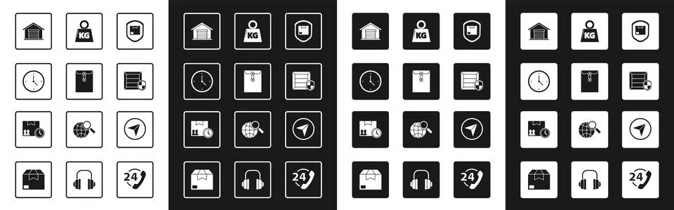 Set Delivery pack security with shield, Envelope, Fast time delivery, Warehouse Stock Illustration