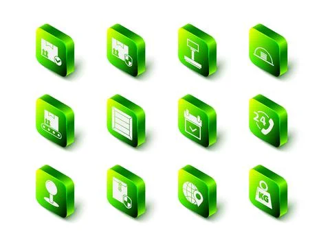 Set Delivery pack security with shield, Scale, Hangar, Telephone 24 hours Illustrazione stock